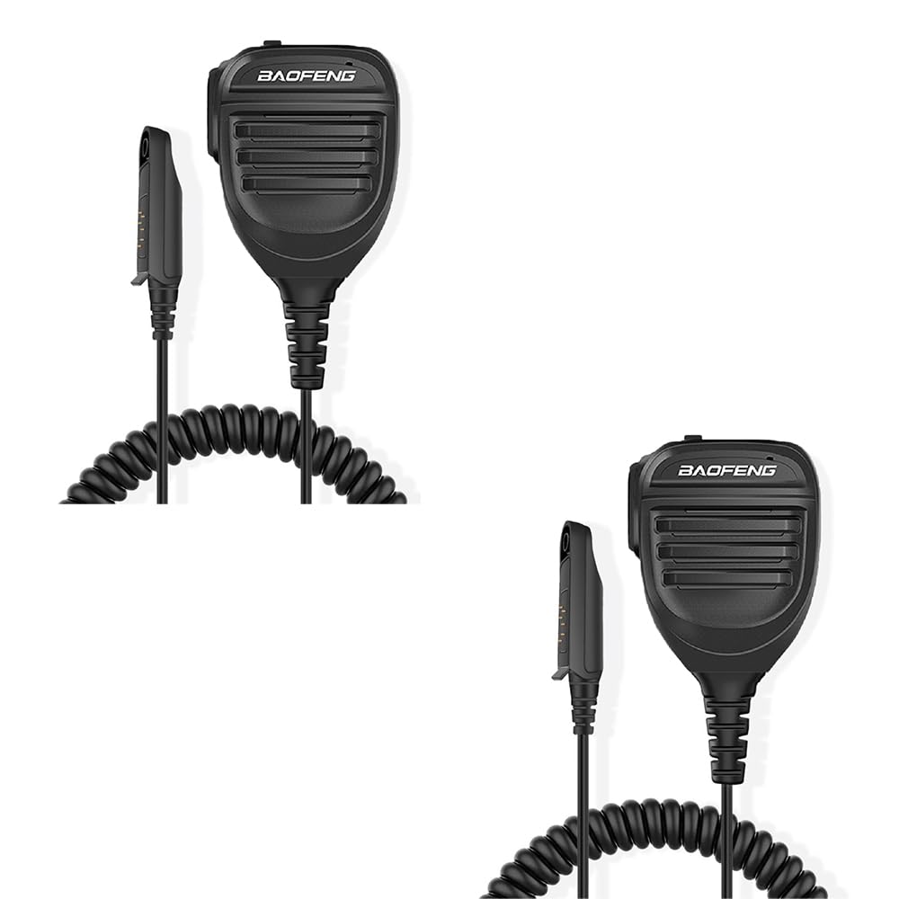 BAOFENG 2 Pack UV-9R Plus Ham Radio Dual PTT Mic SQ27K IP57 Waterproof Remote Shoulder Mic Handheld for GMRS Two Way Radio UV-9R PRO GMRS-9R UV-9G UV-XR (Black-Dual PTT)