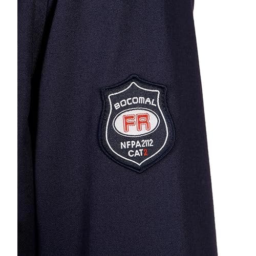 BOCOMAL FR Shirts Flame Resistant 100% C NFPA2112 7.5oz Men's Fire Retardant Welding Shirt