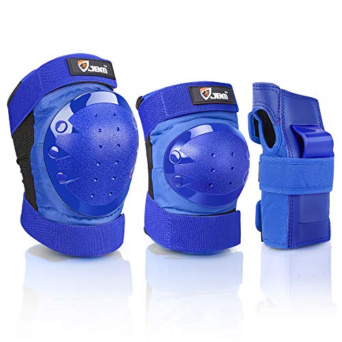 JBM Blue Large Adult & Kid Knee, Elbow & Wrist Protective Gear Set for Skating
