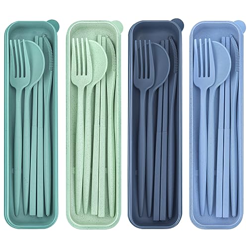 Portable Reusable Utensils Set with Case - 4 Colors