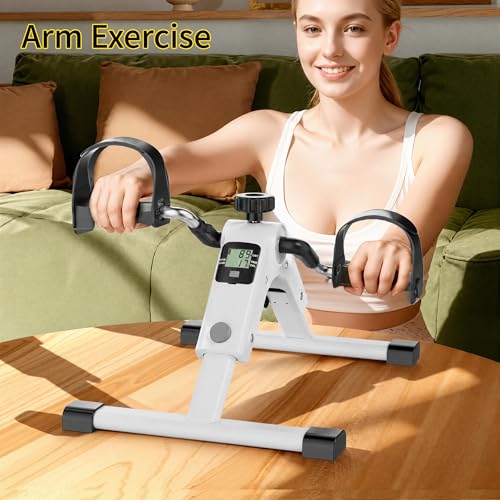 Under Desk Bike Pedal Exerciser with LCD Display - White