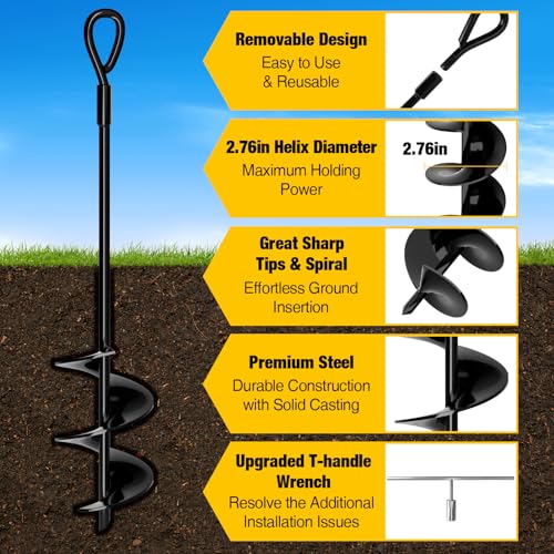 Heavy Duty Ground Anchors - 18 Inch, 4-Pack with Straps