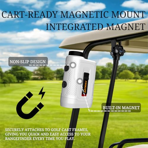 Golf Rangefinder with Slope Switch, Magnetic, 1000 Yards - White
