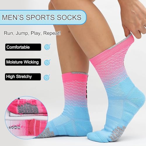 Breathable Athletic Crew Socks - Cushioned Compression, 4 Pairs, Size 6-12