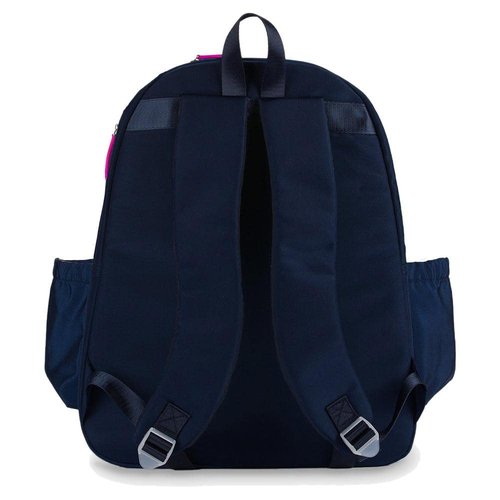 Ame & Lulu Courtside 2.0 Tennis Backpack - Removable Adjustable Straps - Exterior Pocket Fits Two Racquets - Black & Blue - 1 Count