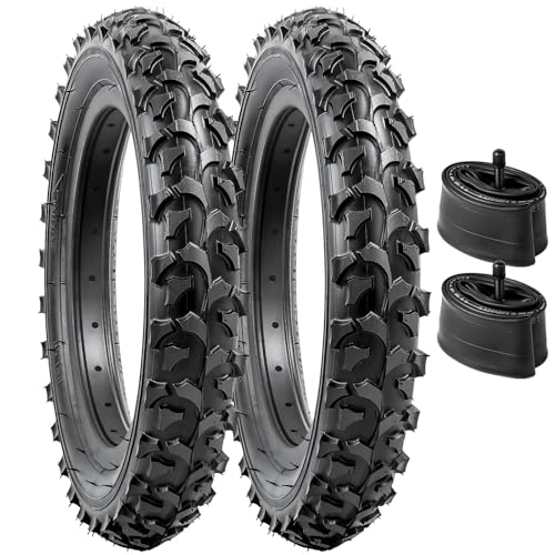 YunSCM 2-Pack 12.5 Inch Mountain Bike Tires & Schrader Tubes - Off-Road & Road Compatible