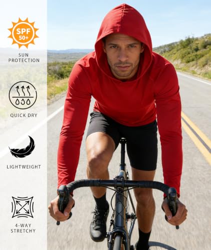 Men's UV UPF 50+ Sun Protection Hoodies 5-Pack - Long Sleeve Rash Guard Shirts, Lightweight Fishing & Swimwear