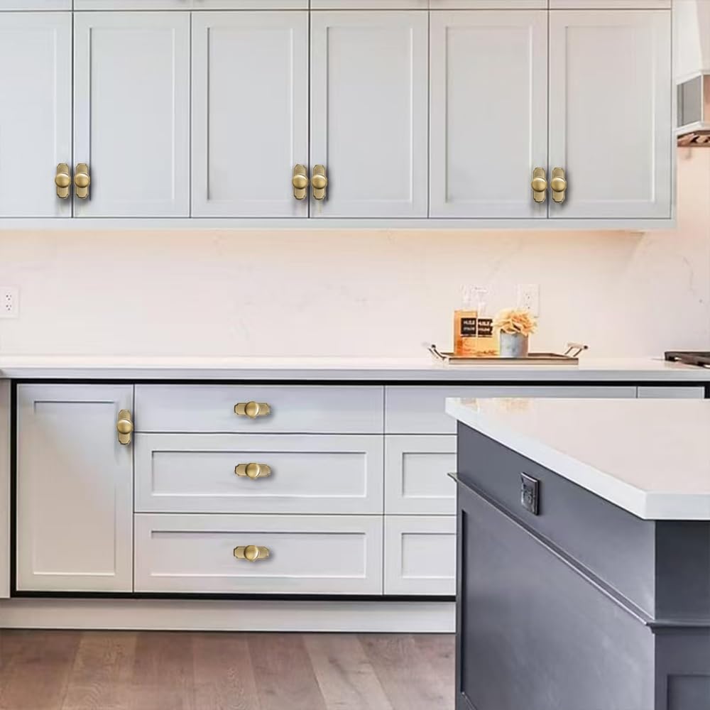 khtumeware 2 Pack 1-1/4 inch Backplate for Cabinet Knobs Brushed Brass Drawer Knobs Satin Gold Cabinet Hardware Vintage Knobs with Backplate