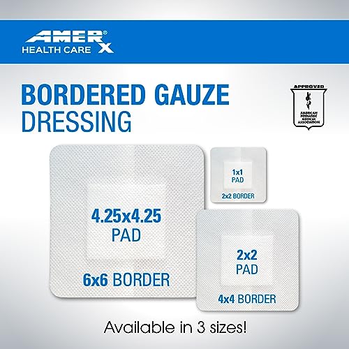 2" x 2" Bordered Gauze Dressing - Adhesive, Water Resistant - 15 Pads