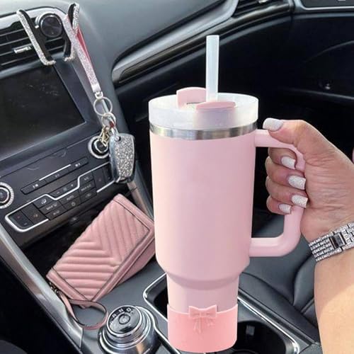Bows Silicone Water Bottle Boot - A-Pink Color for Stanley Cup