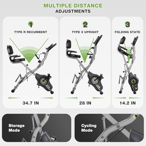 Foldable Exercise Bike - 5 in 1 for Seniors, 330LB Capacity, Grey-1