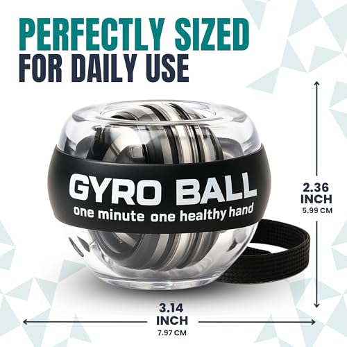 Gyroscopic Wrist Exerciser - Torque Ball Hand Trainer - Black