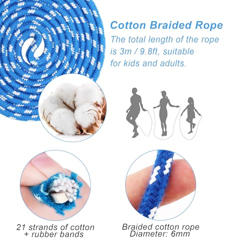 Adjustable Jump Rope with Wooden Handles for Fitness - Blue