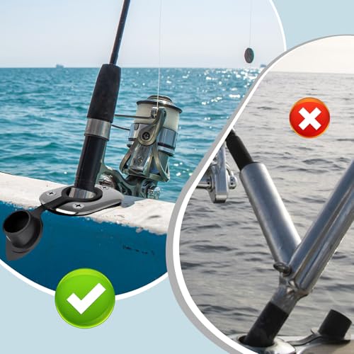 Amagogo 30° Boat Fishing Rod Holder with Shock-Absorbing Sleeve, Black Plastic, 19.5cm Height