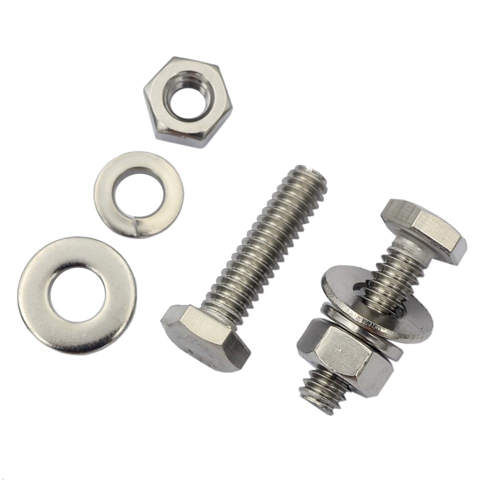 DGOL 20 Sets 1/4-20 x 1 inch Flat Head Hex Bolt Nuts Flat and Lock Washers Kit All Made of 304 Stainless Steel
