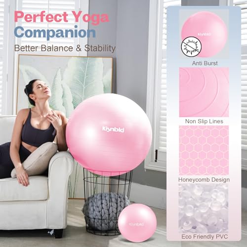 Extra Thick Exercise Ball - Anti-Burst Stability Ball, 23-26in, Misty Rose