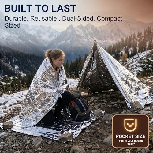 Emergency Mylar Blankets - 6 Pack Thermal Space Blankets for Survival