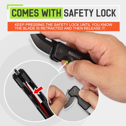 Folding Keychain Pocket Knife - Engraved Square Keyring Knife