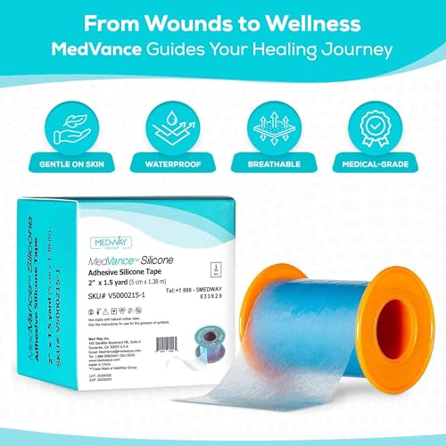 MedVance Silicone Adhesive Medical Tape, Scar Sheet, 2" x1.5' (1 Pack)