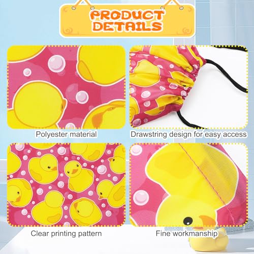 12 Pcs Duck Themed Drawstring Gift Bags for Kids Birthday Party Favors