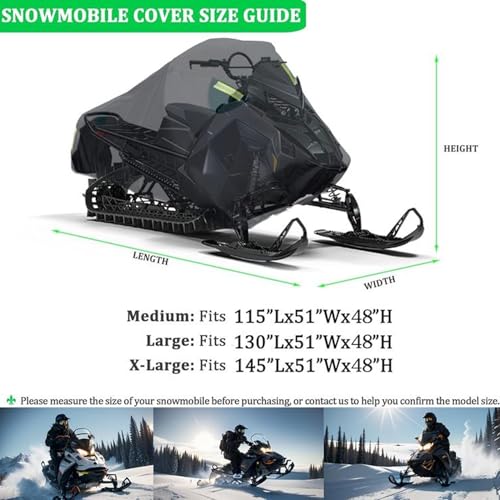 Universal Waterproof Snowmobile Cover - Fits 130''x 51''x 50'' - Heavy Duty