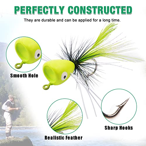 Fly Fishing Popper Lures Kit - 10pcs Red Bass Poppers for Freshwater