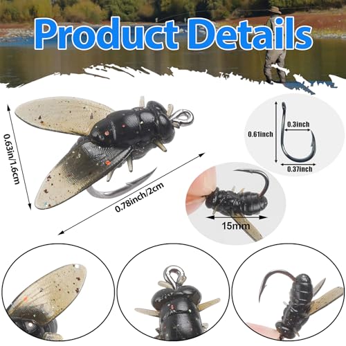 Bionic Fly Fishing Bait Lures Kit - 18pcs Black for Trout & Bass