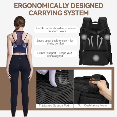 Lossga 30L Travel Backpack — Airline-Approved Personal Item 18x14x8 (Black)