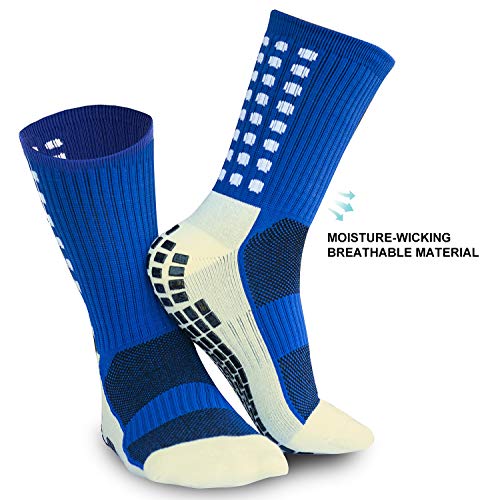 Non-Slip Grip Socks for Men & Women - 2 Pairs, Sizes 6-11.5