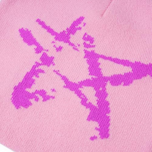 Y2K Knitted Beanie Hat - Dark Pink - Warm Winter Streetwear Cap