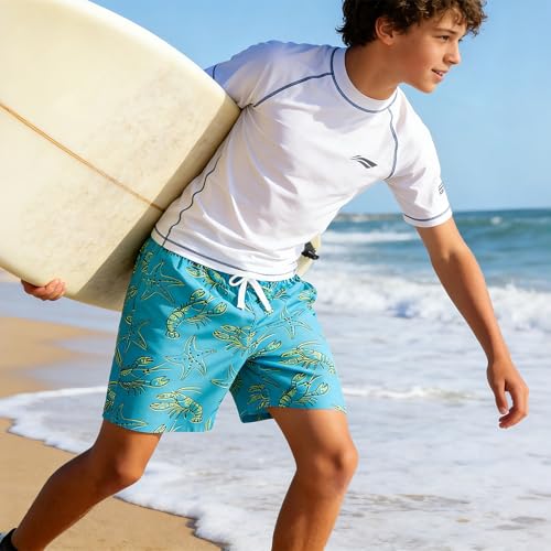 Boys Swim Trunks with Compression Liner - 5-6 Years Lobster