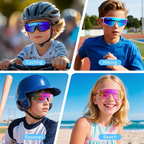Kids Polarized Sunglasses with UV Protection - Black+Red/Black+Grey/Blue+Green