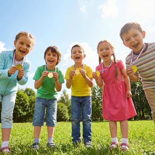 12-Pack Gold Award Medals for Kids with Ribbons - Party Favors