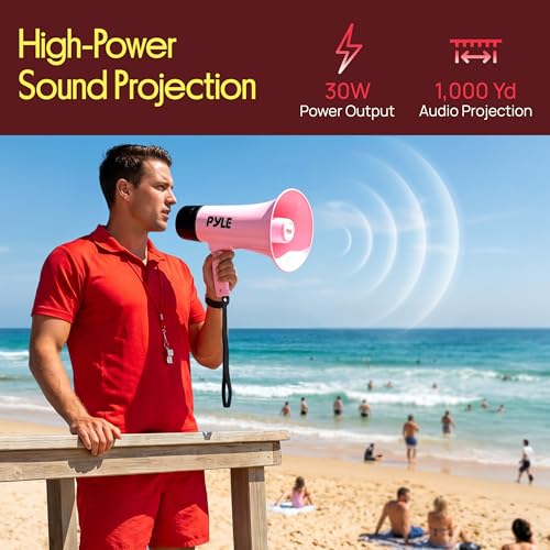 30W Rechargeable Megaphone with Bluetooth & Siren - 1000 Yard Range