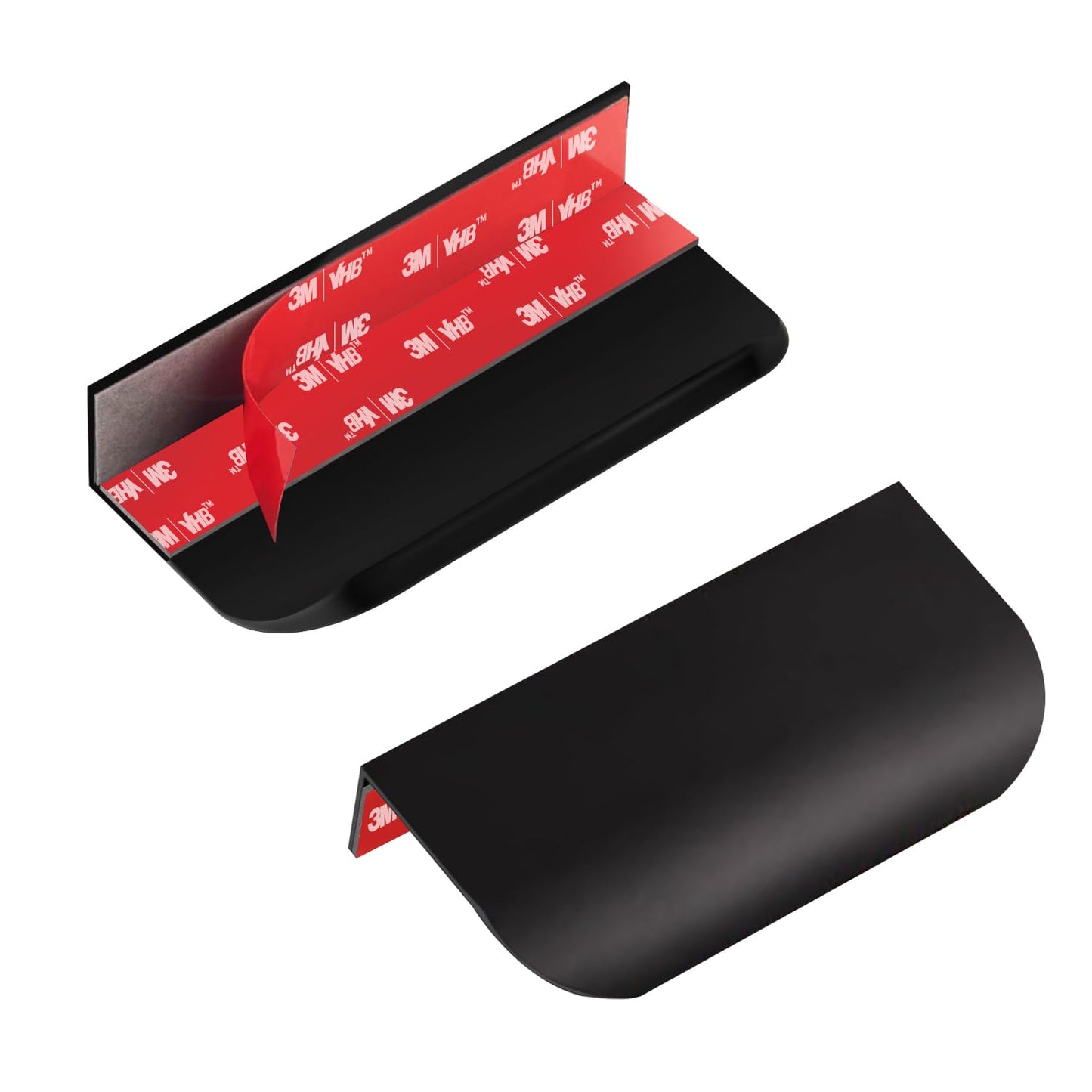 Cekikibi 5 Pack Adhesive Edge Finger Pulls for Cabinets，Kitchen Aluminium Alloy Concealed Drawer Pulls No Drilling Required Flat Stick On Cabinet Handles (Black, 3.15" Overall Length)