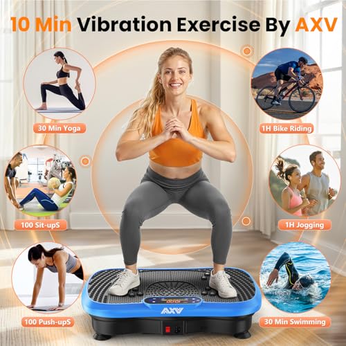 Vibration Plate Fitness Machine - 200W Bluetooth, Curved Design, Slim Blue