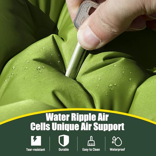 Yuzonc Green Double Self-Inflating Camping Sleeping Pad 4'' Thick for 2 People