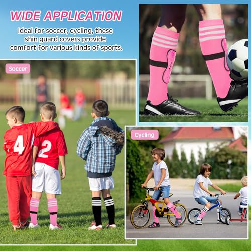 Liliful Kids Soccer Shin Guards Set - Pink Small Protective Gear for Girls & Boys Age 3-6