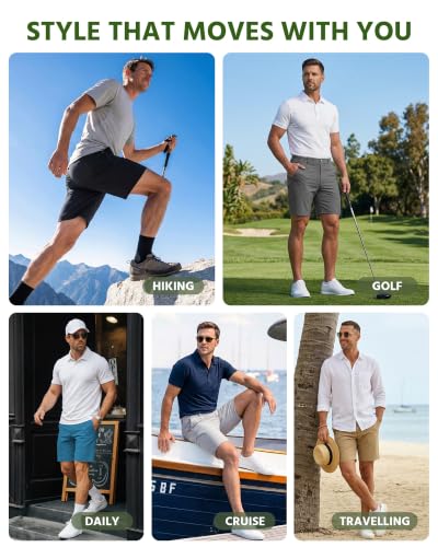 Wulcea Men's 7" Chino Golf Shorts Black Medium - Quick Dry Water-Resistant
