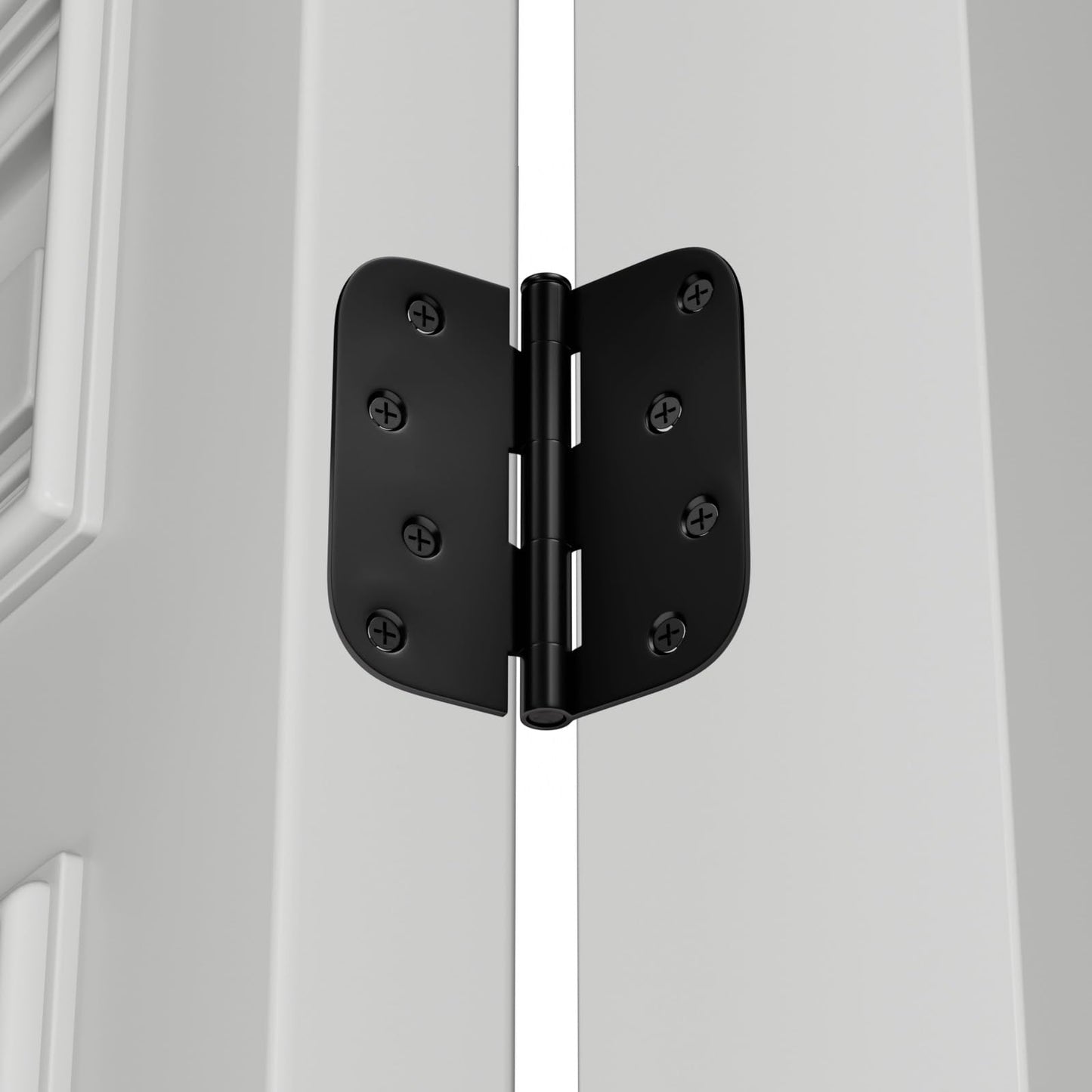 goldenwarm Pack of 6 Matte Black Heavy Duty Iron Door Hinges, 4 Inch x 4 Inch Interior and Exterior Black Door Hinges with 5/8" Radius Corners