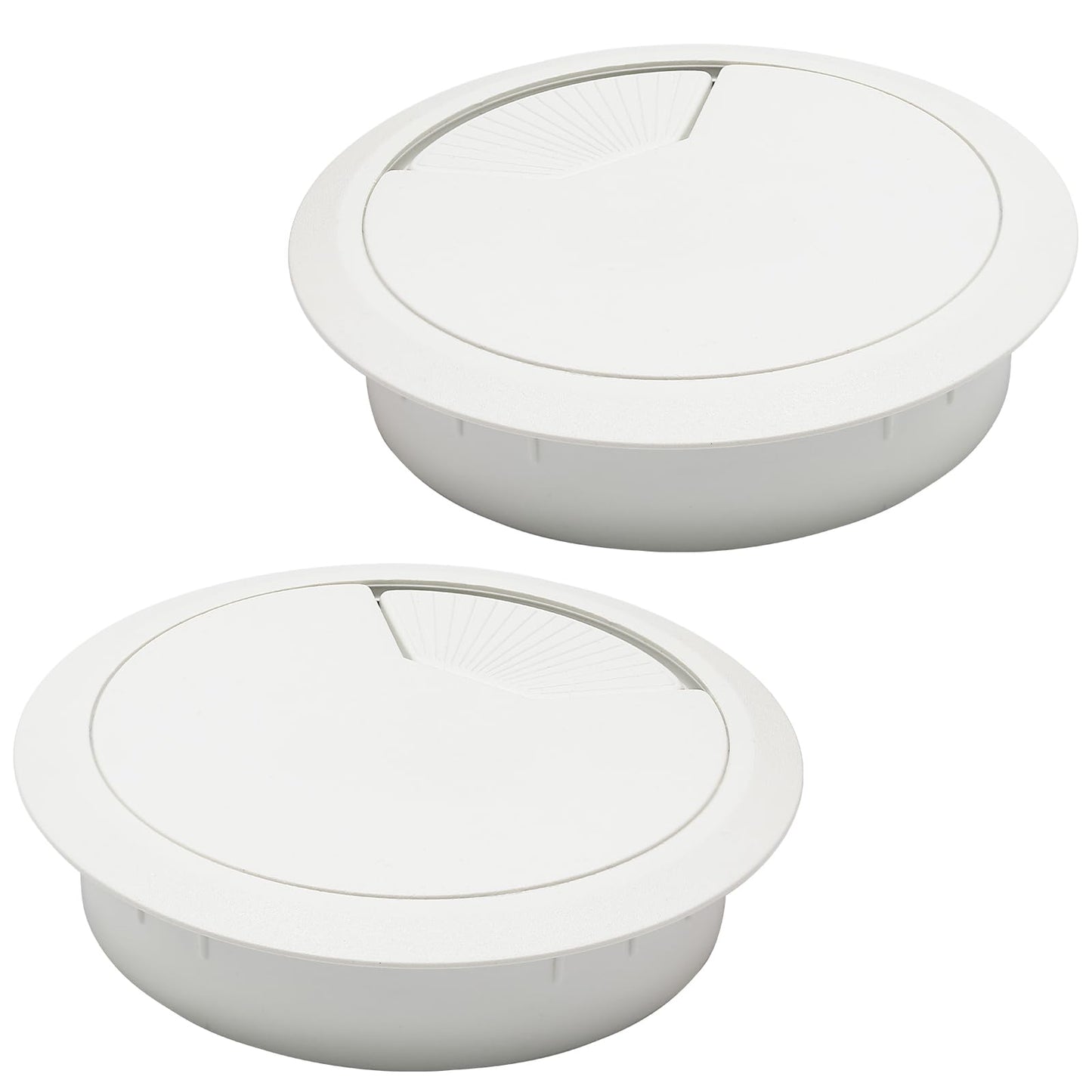 BOPOREAE Desk Grommet 3-1/8" (80 mm), Desk Cord Hole Cover, Cable Grommet ABS Plastic, Desk Hole Grommet for Office and Home Table Cable, Detachable Adjustable Cable Cord Organizer (White 2 Pcs)