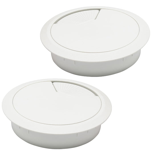 BOPOREAE Desk Grommet 3-1/8" (80 mm), Desk Cord Hole Cover, Cable Grommet ABS Plastic, Desk Hole Grommet for Office and Home Table Cable, Detachable Adjustable Cable Cord Organizer (White 2 Pcs)