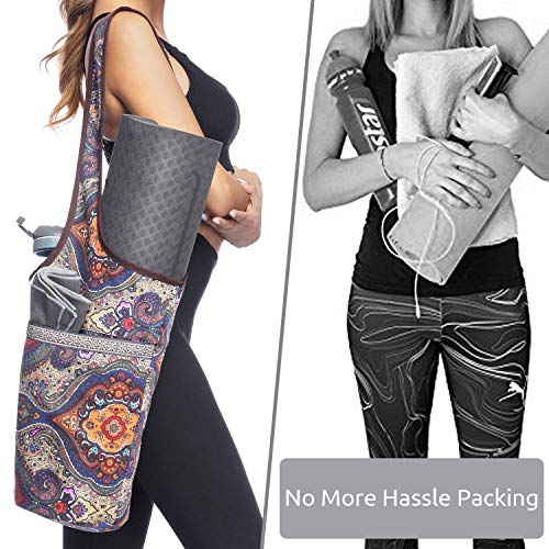 Canvas Yoga Mat Bag with Large Storage Pockets - Ancient Totem