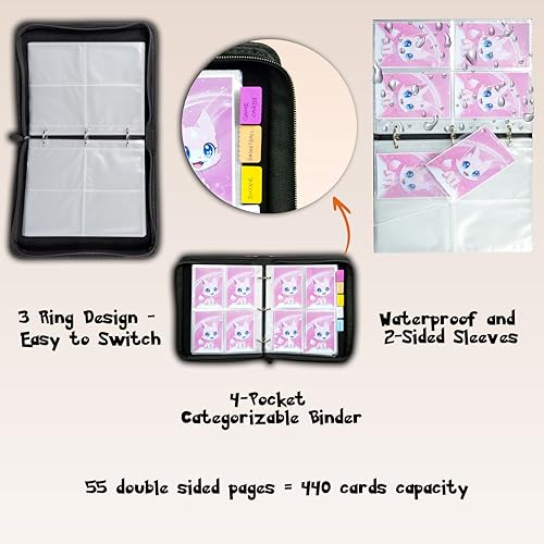 Copperloom Pink Sakura 4-Pocket Trading Card Binder with Name Tag & Tab Stickers