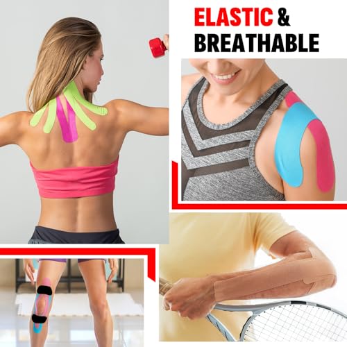 40 Pcs Precut Kinesiology Tape Strips - 8 Colors, 2" x 10"