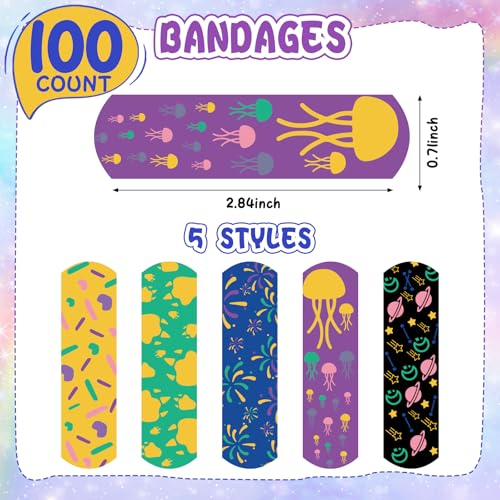 TUXIYA 100 Pcs Kids Bandaids,Glow in the Dark Bandaids for