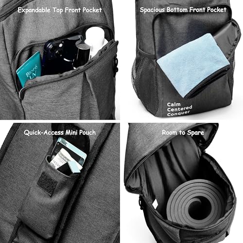 Yoga Mat Bag Carrier with Pockets & Water Bottle Holders - Black