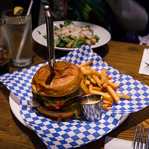 Waxed Deli Paper Sheets - 12x12 Inch, 100 Pcs, Checkered Blue