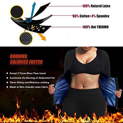 Sauna Suit Shirt for Women - Weight Loss Sweat Vest, Blue Large
