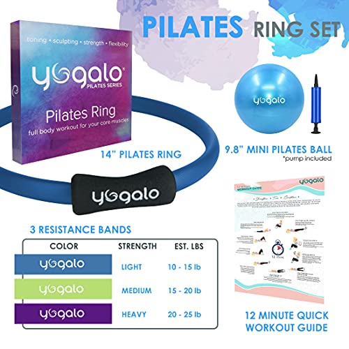 Pilates Ring and Ball Set with Resistance Bands - Blue
